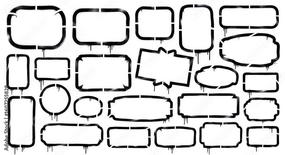 Obraz premium Graffiti frame set spray painted grunge style isolated elements