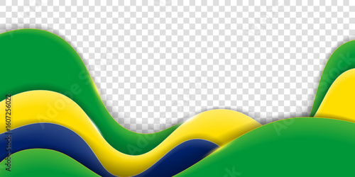 Brazilian independence day. Waving green yellow and blue shapes in realistic design