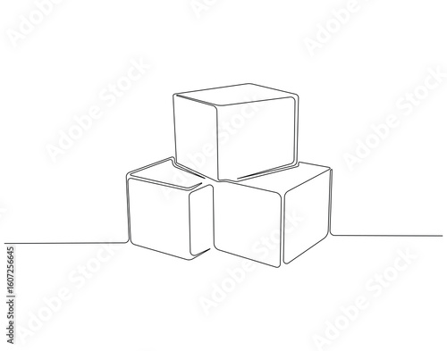 Stack cardboard continuous line. Continuous one line drawing of stack cardboard. Carton storage concept. Single line drawing