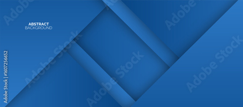 Minimal geometric blue background. Dynamic blue shapes composition with orange lines. Vector energy technology concept abstract background texture