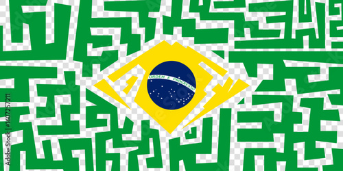 Brazilian Independence Day. background with simple maze design in brazilian flag