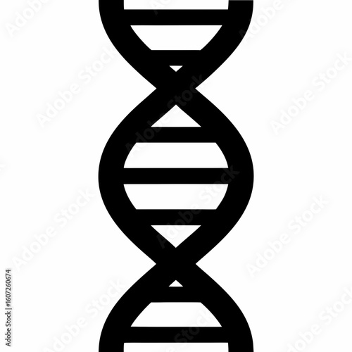 Modern DNA Strand Medical Icon – Black Silhouette Vector Design