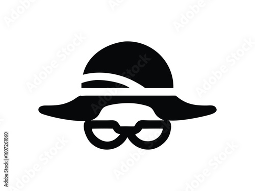 Stylish Woman's Hat and Glasses Icon