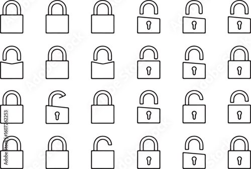 Padlock icons security access unlock