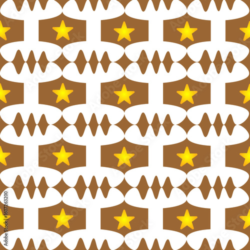 Seamless Geometric Star Pattern in Blue and Yellow