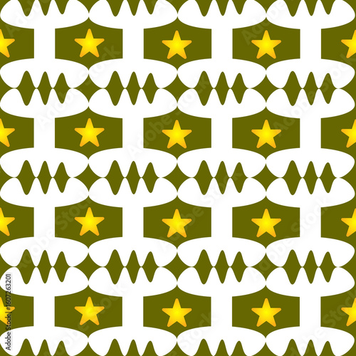 Seamless Geometric Star Pattern in Blue and Yellow