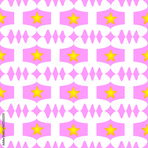 Seamless Geometric Star Pattern in Blue and Yellow