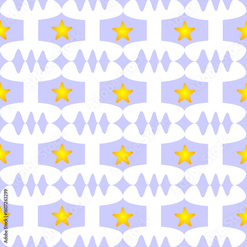 Seamless Geometric Star Pattern in Blue and Yellow