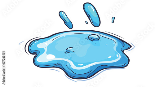 Colorful Cartoon Water Puddle Vector Illustration for Design Projects