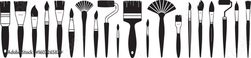 vector graphic of assorted paint brushes and tools for painting and design in ai eps jpeg png formats stock asset