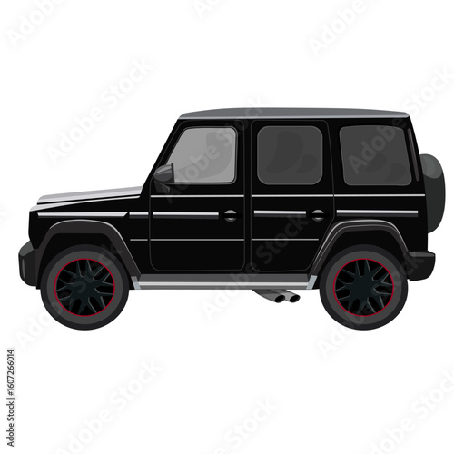 Big black car passenger car without background vector