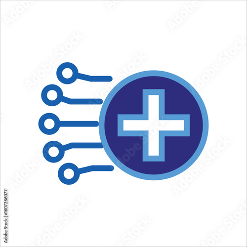 AI Healthcare Icons. Simple colored Vector Illustration
