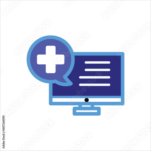 Online Healthcare Icons. Simple colored Vector Illustration