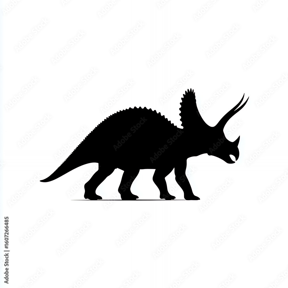Fototapeta premium Silhouette of a Triceratops With Three Distinctive Horns