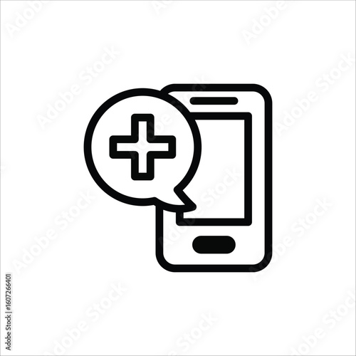 Mobile Healthcare Icons. Simple Line Vector Illustration