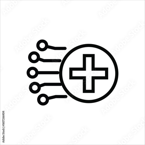 AI Healthcare Icons. Simple Line Vector Illustration