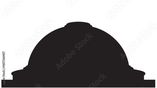 Black silhouette of architectural dome on white background, vector illustration