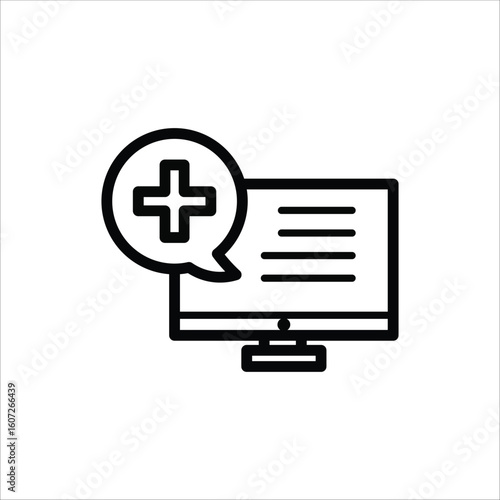 Online Healthcare Icons. Simple Line Vector Illustration