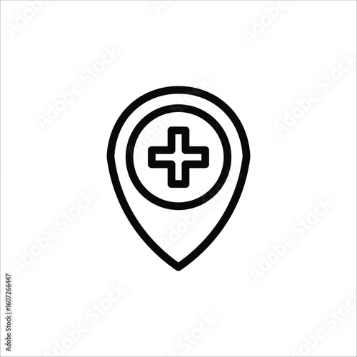 Location Healthcare Icons. Simple Line Vector Illustration