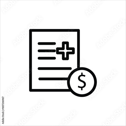 Cost Healthcare Icons. Simple Line Vector Illustration