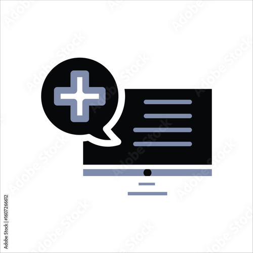 Online Healthcare Icons. Simple Solid Vector Illustration