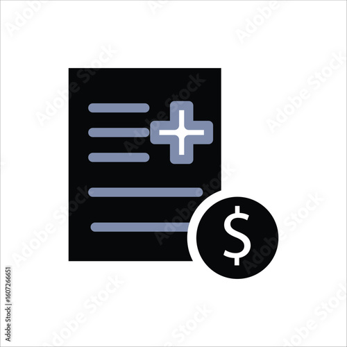 Cost Healthcare Icons. Simple Solid Vector Illustration