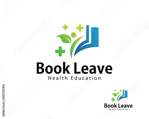 book leave logo creative education design concept health herbal nature people abstract