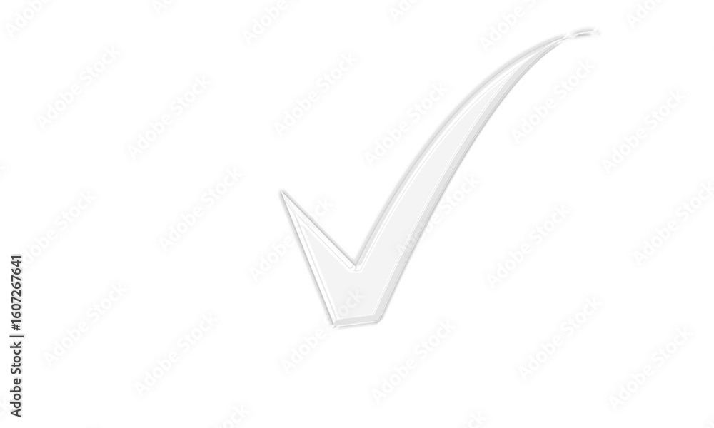Glass Check Mark with Shiny Reflective Cutout on Transparent Background Glass Check Mark with Shiny Reflective Cutout on Transparent Background