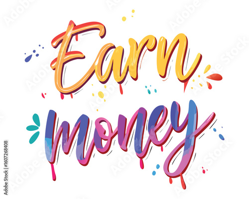 Ways to generate income online and make extra cash at home with side hustle and passive income streams, earn money text design