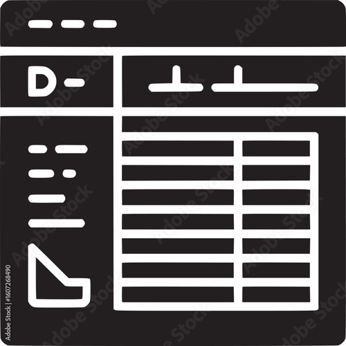 Spreadsheet software data table icon for microsoft excel google sheets or similar app interface design