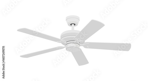 Sleek five-blade ceiling fan, a modern air circulation device enhancing interior spaces with efficiency and a fresh design, suitable for any