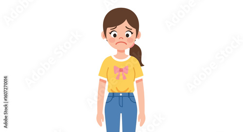 Cartoon Girl Expressing Sadness, Showcasing Vulnerability and Emotional Distress Through Digital Character