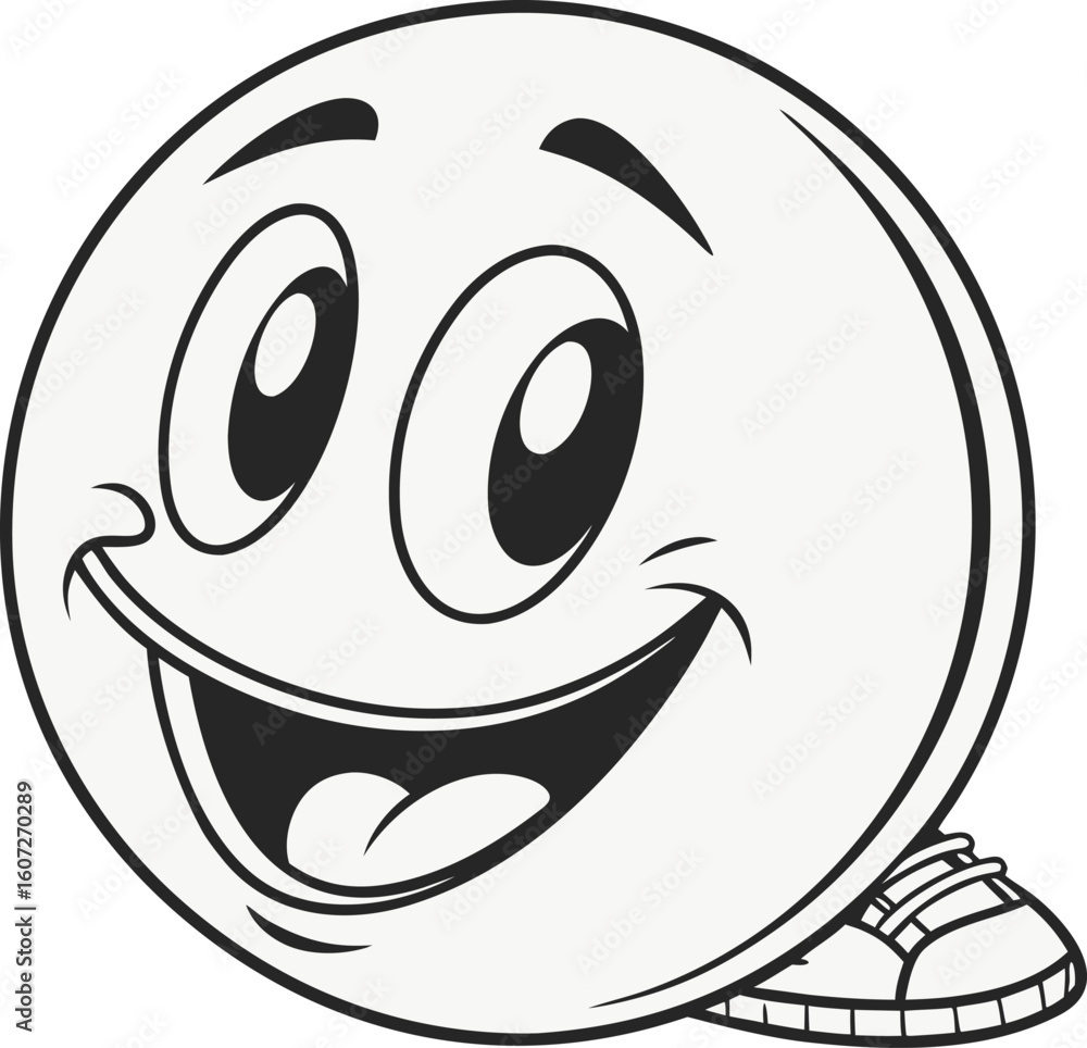 Fototapeta premium Cheerful Cartoon Emoji with a Sneaker Ready to Run and Spread Joy