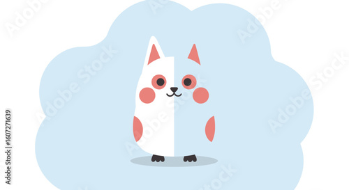 Abstract stylized animal on a soft blue background conveys a sense of innocent charm and simplistic yet captivating design style