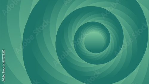 Abstract background featuring a smooth, swirling green tunnel. The design uses layered concentric shapes to create a deep optical illusion, drawing the eye to a soft, glowing center