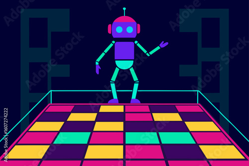 cybernetic dance floor with reactive light tiles