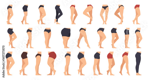 Diversity of Female Leg Shapes: A Collection of Body Types and Silhouettes for Anatomy Studies and Design Projects