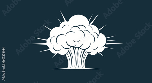 Stylized Atomic Blast: A Minimalist Explosion Icon for Graphic Design and Illustration Projects that show dynamism and power, clean and precise lines