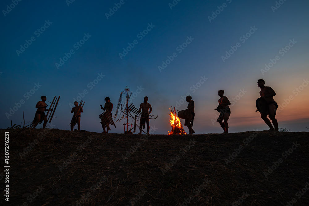 Fototapeta premium Traditional New Year Celebration of Indigenous People in Vietnam Highlands