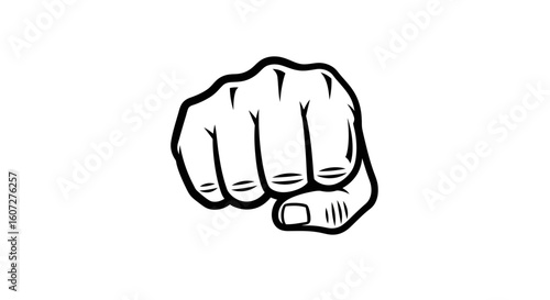 Illustration of a Bold Fist Icon Symbolizing Strength and Resolution in Graphic Design Element Tool, a Hand Gesture  Illustration, Isolated on a