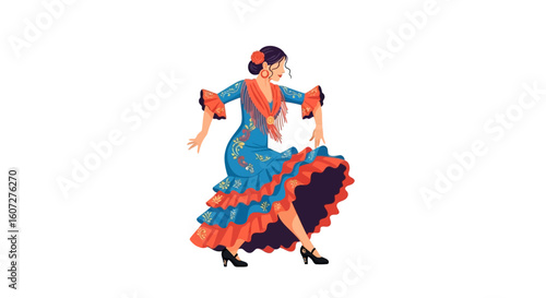 Passionate Flamenco Dancer Showcasing Spanish Traditional Art and Cultural Expression in a Vibrant Performance