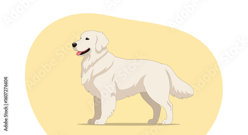 Elegant golden retriever vector illustration with a soft yellow background, exuding charm and canine fidelity for artistic visuals