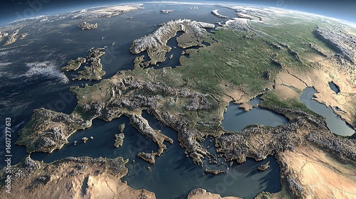 High-Resolution Satellite View of Europe and Surrounding Areas