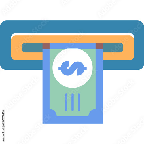 Money coming out of a slot machine or atm