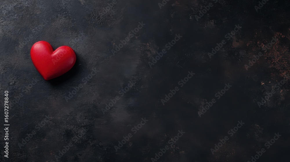 Fototapeta premium Red Heart on Dark Background, Perfect for Love and Romance Themes