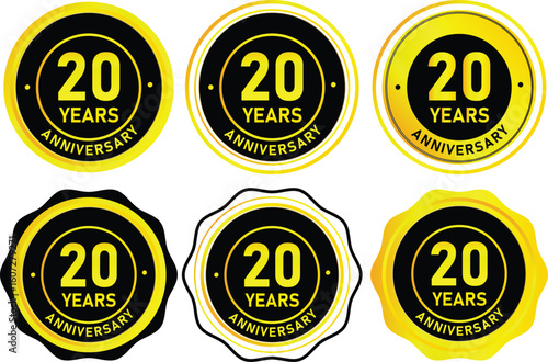 20 Years Anniversary Badges for Celebrating Business Milestones