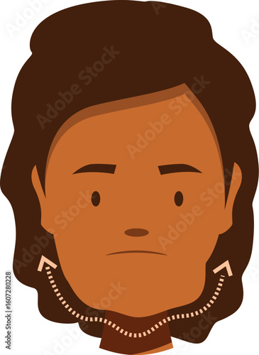 Obraz na plátně Woman is lifting her face, dotted arrows showing directions