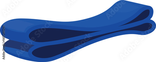 Folded blue resistance band isolated on white background, ideal for fitness training and physical therapy exercises