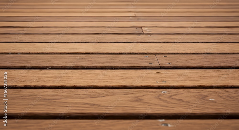 Fototapeta premium Close-up of Wooden Planks with Metal Screws on Smooth Surface