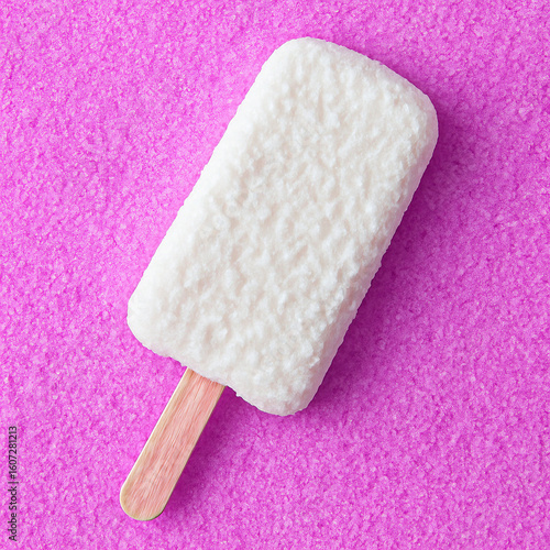 Minimalist White Ice Cream on Vibrant Pink Background